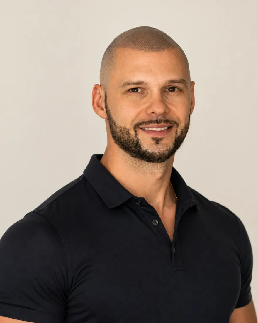 Jake Lazic, Senior SEO Consultant, smiling in a dark polo shirt.